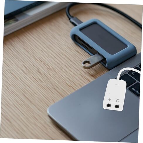 2 قطعة محول بطاقة الصوت الخارجية USB لأجهزة الكمبيوتر المحمول محول صوت مستقل مع إدخال الميكروفون ومخرج سماعة الرأس تصميم متين لاستخدام سطح المكتب in Saudi Arabia