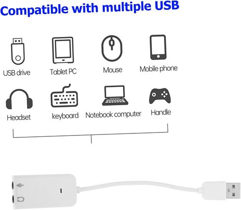 2 قطعة محول بطاقة الصوت الخارجية USB لأجهزة الكمبيوتر المحمول محول صوت مستقل مع إدخال الميكروفون ومخرج سماعة الرأس تصميم متين لاستخدام سطح المكتب in Saudi Arabia