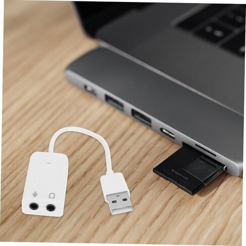 2 قطعة محول بطاقة الصوت الخارجية USB لأجهزة الكمبيوتر المحمول محول صوت مستقل مع إدخال الميكروفون ومخرج سماعة الرأس تصميم متين لاستخدام سطح المكتب in Saudi Arabia