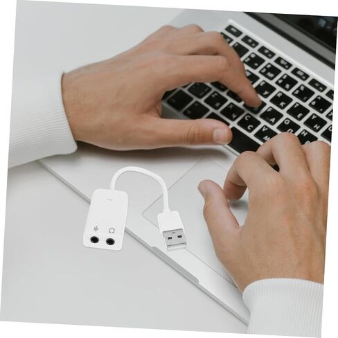2 قطعة محول بطاقة الصوت الخارجية USB لأجهزة الكمبيوتر المحمول محول صوت مستقل مع إدخال الميكروفون ومخرج سماعة الرأس تصميم متين لاستخدام سطح المكتب in Saudi Arabia
