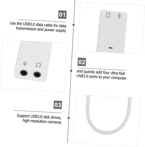 2 قطعة محول بطاقة الصوت الخارجية USB لأجهزة الكمبيوتر المحمول محول صوت مستقل مع إدخال الميكروفون ومخرج سماعة الرأس تصميم متين لاستخدام سطح المكتب in Saudi Arabia