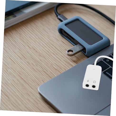 TEHAUX 2 قطعة محول بطاقة صوت USB خارجي لأجهزة الكمبيوتر المحمول جهاز صوت مستقل مع تقليل الضوضاء يدعم سماعة الرأس والميكروفون المتوافق مع سطح المكتب in Kuwait