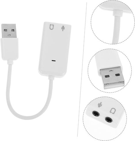 TEHAUX 2 قطعة محول بطاقة صوت USB خارجي لأجهزة الكمبيوتر المحمول جهاز صوت مستقل مع تقليل الضوضاء يدعم سماعة الرأس والميكروفون المتوافق مع سطح المكتب in Kuwait