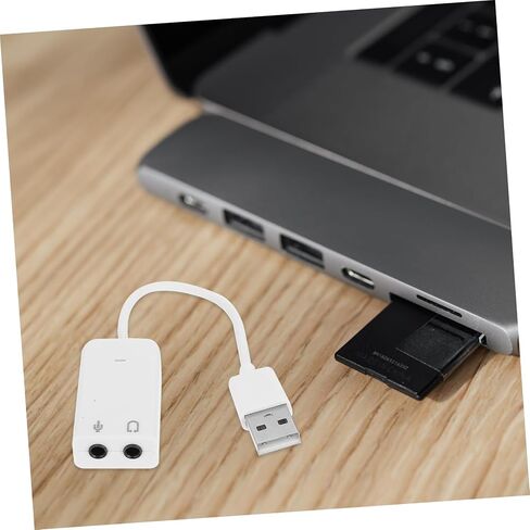 TEHAUX 2 قطعة محول بطاقة صوت USB خارجي لأجهزة الكمبيوتر المحمول جهاز صوت مستقل مع تقليل الضوضاء يدعم سماعة الرأس والميكروفون المتوافق مع سطح المكتب in Kuwait
