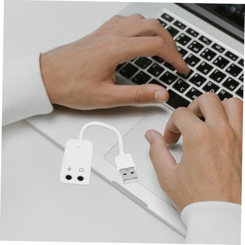 TEHAUX 2 قطعة محول بطاقة صوت USB خارجي لأجهزة الكمبيوتر المحمول جهاز صوت مستقل مع تقليل الضوضاء يدعم سماعة الرأس والميكروفون المتوافق مع سطح المكتب in Kuwait