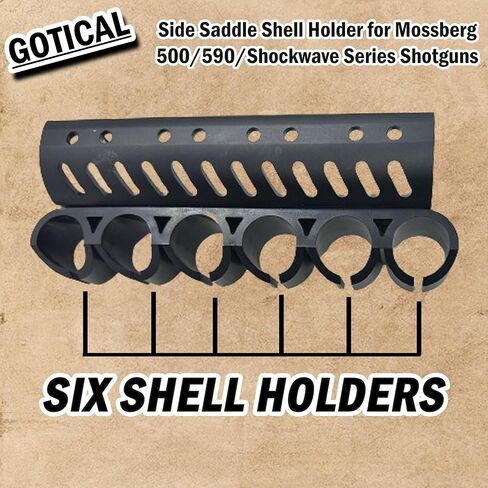 حامل صدفة سرج جانبي من GOTICAL لبنادق سلسلة Mossberg 500/590/Shockwave، حامل 6 قذائف، 13 فتحة تثبيت in Kuwait