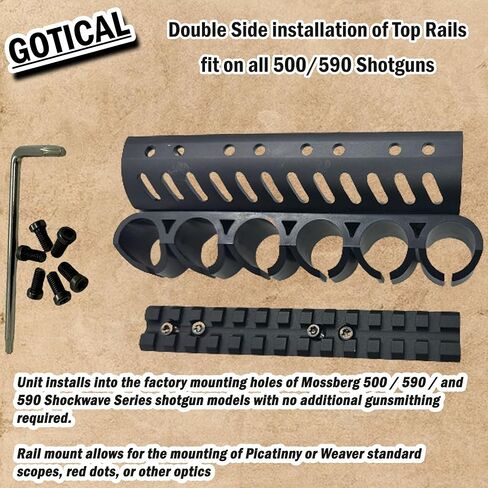 حامل صدفة سرج جانبي من GOTICAL لبنادق سلسلة Mossberg 500/590/Shockwave، حامل 6 قذائف، 13 فتحة تثبيت in Kuwait