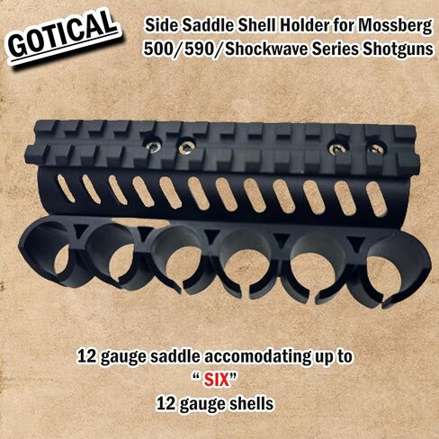 حامل صدفة سرج جانبي من GOTICAL لبنادق سلسلة Mossberg 500/590/Shockwave، حامل 6 قذائف، 13 فتحة تثبيت in Kuwait
