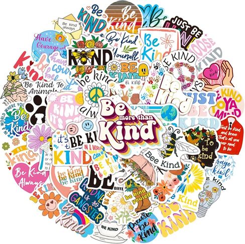 50pcs Kindness Stickers for Kids Teens Adults, Motivational Be Kind Stickers for Water Bottles, Kindness Waterproof Decals for Laptop Scrapbooking Journaling Notebook Party Supplies in Saudi Arabia