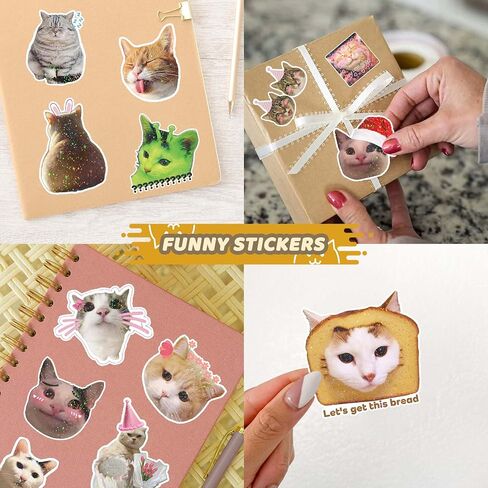 105 PCS Cute Cat Stickers Pack, Waterproof Vinyl Cats Sticker Bulk, Funny Stickers, Meme Hologhraphic Stickers for Water Bottles, Scrapbooks and Gifts Party Favors in Saudi Arabia