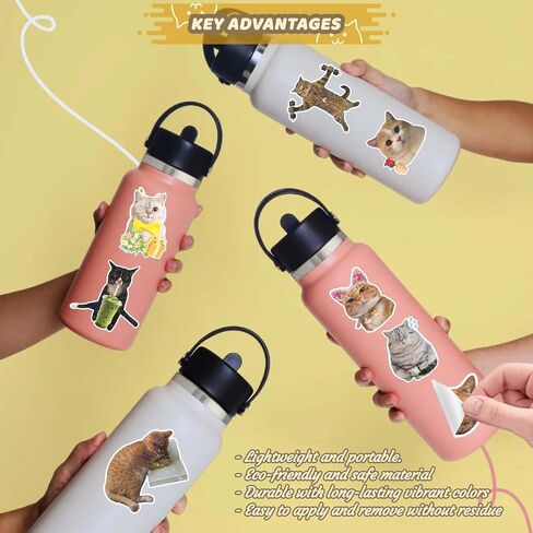 105 PCS Cute Cat Stickers Pack, Waterproof Vinyl Cats Sticker Bulk, Funny Stickers, Meme Hologhraphic Stickers for Water Bottles, Scrapbooks and Gifts Party Favors in Saudi Arabia