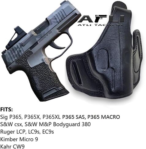 حافظة جلدية Sig P365 OWB مع نقطة حمراء - P365 حافظة نقطة حمراء - P365 حافظات جلدية قطع بصرية - لـ Sig P365X XL SAS Macro، S&W CSX، Rgr LCP LC9s EC9s، Kahr CW9 مسدسات - Optic SigP365 in Kuwait