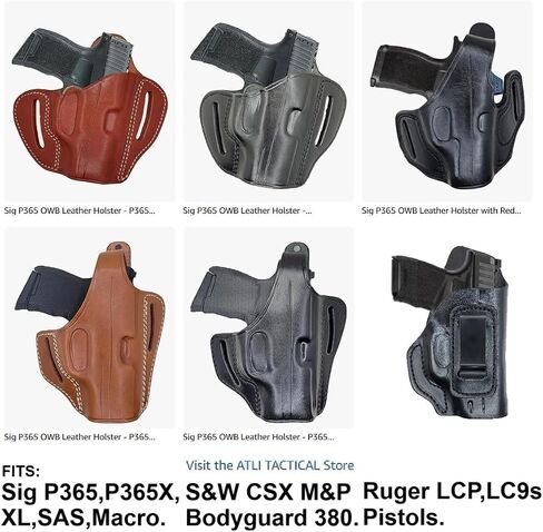 حافظة جلدية Sig P365 OWB مع نقطة حمراء - P365 حافظة نقطة حمراء - P365 حافظات جلدية قطع بصرية - لـ Sig P365X XL SAS Macro، S&W CSX، Rgr LCP LC9s EC9s، Kahr CW9 مسدسات - Optic SigP365 in Kuwait