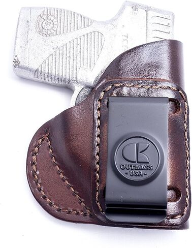 OUTBAGS USA LS4TCP (بني-يمين) حافظة مسدس IWB من الجلد الثقيل المحبب بالكامل لـ Taurus 738 TCP. مصنوع يدويًا في الولايات المتحدة الأمريكية. in Kuwait