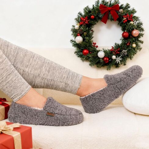 LongBay Women's Slippers Indoor Warm Winter Fuzzy Shearling House Shoes | Bombas Shearling Upper, Plush Sherpa Lining, Non-Slip TPR Sole, Slip-On Slippers for Indoor Outdoor, Gifts for Ladies in Saudi Arabia