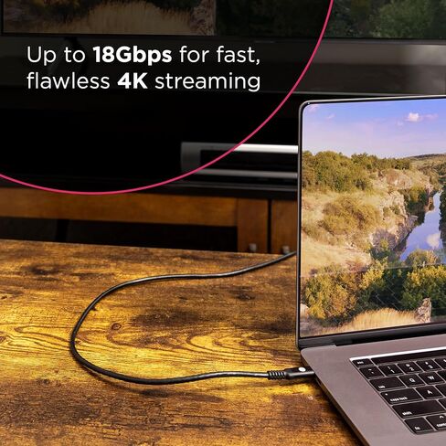 كابل GE UltraPro 8K HDMI 2.1 مع إيثرنت، 1.5 قدم، فائق السرعة 48 جيجابت في الثانية، يدعم 8K عند 60 هرتز، 4K عند 120 هرتز، HDR، eARC، Dolby Atmos، أسود مضفر، 84679 in Kuwait