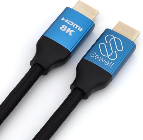 كابل Sewell HDMI 2.1 فائق السرعة معتمد، 8K 60 هرتز، 4K 144 هرتز/120 هرتز، 48 جيجابت في الثانية، HDR ديناميكي، eARC، سلك مجدول مع رؤوس ألومنيوم مؤكسدة - متوافق مع PS5، Xbox Series X، الكمبيوتر الشخصي، التلفزيون، جهاز العرض in Kuwait