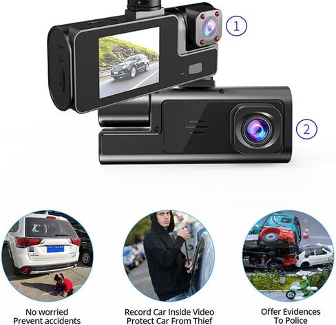 Dash Cam, Front and Inside 1080P FHD Car Camera with WiFi, 140°/90° Wide Angle, Loop Recording, Motion Detection, Parking Mode, Supports 128GB Card, Easy Installation, Compact Design, USB Type-C (A) in Kuwait