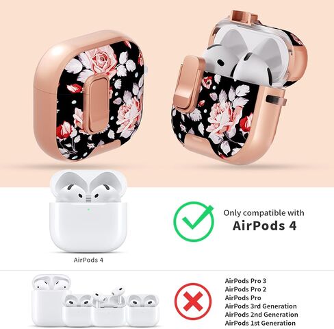 حافظة AirPods Pro 3 (2025) مع مشبك قفل آمن وحامل هاتف، غطاء واقٍ بنمط بناتي زهري مع مجموعة تنظيف وحزام يد لجيل Apple AirPod Pro 3 (بتلات النخيل) in Kuwait