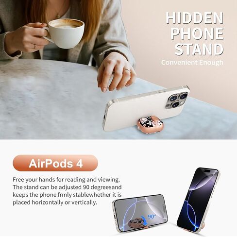 حافظة AirPods Pro 3 (2025) مع مشبك قفل آمن وحامل هاتف، غطاء واقٍ بنمط بناتي زهري مع مجموعة تنظيف وحزام يد لجيل Apple AirPod Pro 3 (بتلات النخيل) in Kuwait