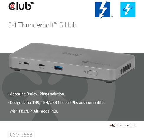 CSV-2563 5-1 Thunderbolt™ 5 Hub Triple Video 5K60Hz Thunderbolt™ Share Certified 180W in Kuwait