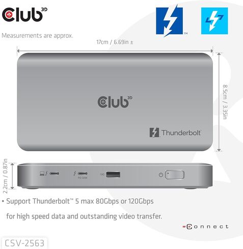 CSV-2563 5-1 Thunderbolt™ 5 Hub Triple Video 5K60Hz Thunderbolt™ Share Certified 180W in Kuwait