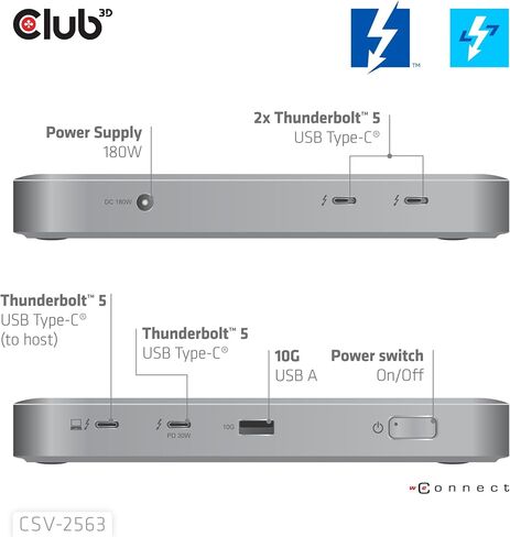 CSV-2563 5-1 Thunderbolt™ 5 Hub Triple Video 5K60Hz Thunderbolt™ Share Certified 180W in Kuwait