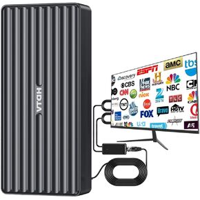 TV Antenna for Smart, 2025 HD Indoor/Outdoor Antennas Support 4K 1080P, 360°&Long Range Reception with Amplifier for Local Channels - Black with 32FT Cable in Saudi Arabia