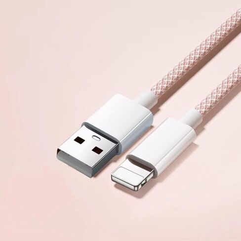 كابل شحن هاتف بطول 3 أقدام، كابل USB-A متدرج ملون إلى كابل Lig-ning، كابل بيانات متين من النايلون المضفر للهاتف 14/13/12/11/XR، وردي in Saudi Arabia