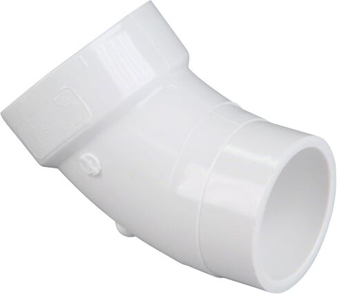 nibco 4806 – 2 سلسلة dwv الأنبوب مقاس مريح من بولي كلوريد الفينيل ، 45 درجة الكوع ، محور spigot x, 2", White in Kuwait