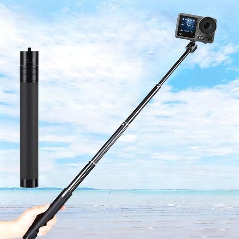 Selfie Telescopic Stick Compatible 7.5 to 28.7 Inches Extension with 1 4 Inch Thread Compatible with Sports Cameras and Stabilizers for Hiking Cycling Travel Vlogging Compact Portable Design, Black in Saudi Arabia