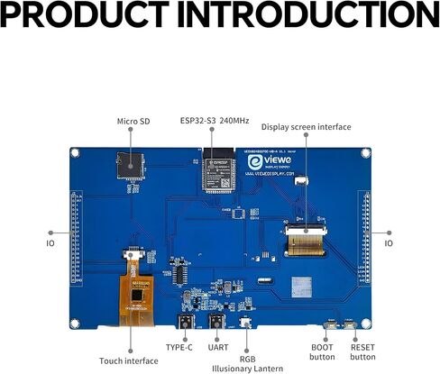 ESP32-S3 Display7inch800*480 ESP32 Capacitive Touch Screen, Compatible with WiFi Arduino,LVGL,32-bitLX7 Dual-Core Processor, Up to 240MHz,Supports W-i-F-i&Blue-Too-th, with Onboard Antenna in Saudi Arabia