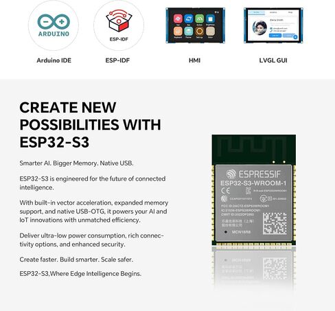ESP32-S3 Display7inch800*480 ESP32 Capacitive Touch Screen, Compatible with WiFi Arduino,LVGL,32-bitLX7 Dual-Core Processor, Up to 240MHz,Supports W-i-F-i&Blue-Too-th, with Onboard Antenna in Saudi Arabia