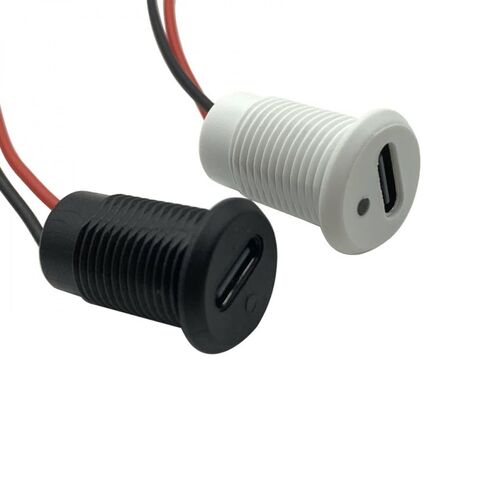 1 قطعة 2-Pin أنثى المقبس موصل مقاوم للمياه USB نوع-C الهيكل موصل قفل المواضيع الخارجية مع مصباح ليد (أبيض) in Kuwait