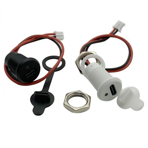 1 قطعة 2-Pin أنثى المقبس موصل مقاوم للمياه USB نوع-C الهيكل موصل قفل المواضيع الخارجية مع مصباح ليد (أبيض) in Kuwait