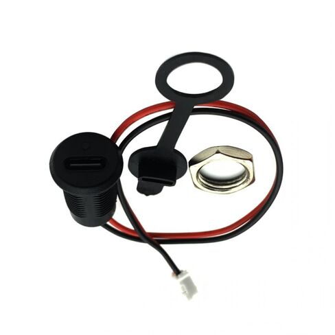 1 قطعة 2-Pin أنثى المقبس موصل مقاوم للمياه USB نوع-C الهيكل موصل قفل المواضيع الخارجية مع مصباح ليد (أبيض) in Kuwait