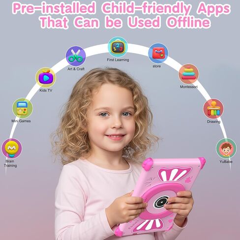 Kids Tablets 7 Inch Android 15 Toddler Tablet for Kids with 2.4G+5G WiFi6 Penta Core 6GB RAM 32GB ROM Childrens Tablet Dual Camera 128GB Expandable Parental Control Educational Games (Pink) in Saudi Arabia