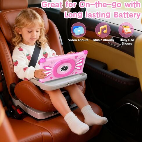 Kids Tablets 7 Inch Android 15 Toddler Tablet for Kids with 2.4G+5G WiFi6 Penta Core 6GB RAM 32GB ROM Childrens Tablet Dual Camera 128GB Expandable Parental Control Educational Games (Pink) in Saudi Arabia