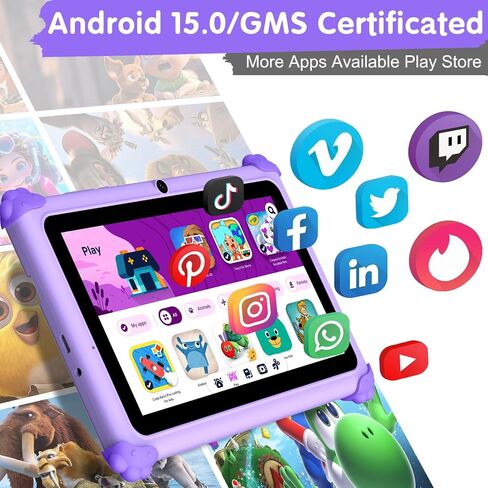 Kids Tablets 7 Inch Android 15 Toddler Tablet for Kids with 2.4G+5G WiFi6 Penta Core 6GB RAM 32GB ROM Childrens Tablet Dual Camera 128GB Expandable Parental Control Educational Games (Pink) in Saudi Arabia