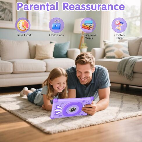 Kids Tablets 7 Inch Android 15 Toddler Tablet for Kids with 2.4G+5G WiFi6 Penta Core 6GB RAM 32GB ROM Childrens Tablet Dual Camera 128GB Expandable Parental Control Educational Games (Pink) in Saudi Arabia
