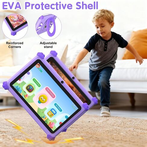 Kids Tablets 7 Inch Android 15 Toddler Tablet for Kids with 2.4G+5G WiFi6 Penta Core 6GB RAM 32GB ROM Childrens Tablet Dual Camera 128GB Expandable Parental Control Educational Games (Pink) in Saudi Arabia