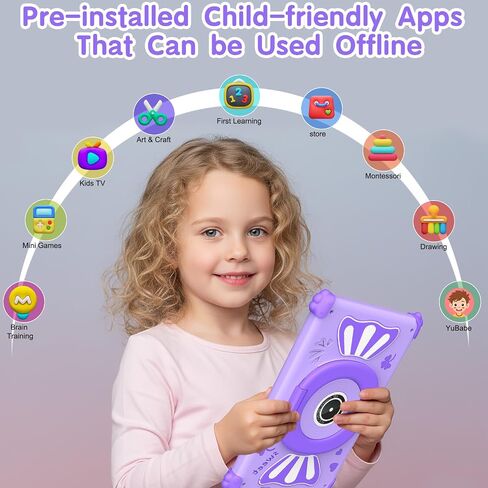 Kids Tablets 7 Inch Android 15 Toddler Tablet for Kids with 2.4G+5G WiFi6 Penta Core 6GB RAM 32GB ROM Childrens Tablet Dual Camera 128GB Expandable Parental Control Educational Games (Pink) in Saudi Arabia
