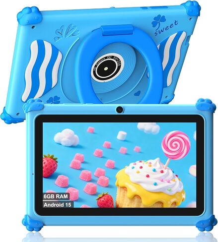Kids Tablets 7 Inch Android 15 Toddler Tablet for Kids with 2.4G+5G WiFi6 Penta Core 6GB RAM 32GB ROM Childrens Tablet Dual Camera 128GB Expandable Parental Control Educational Games (Pink) in Saudi Arabia