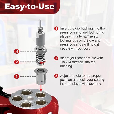 بطانات القوالب لمجموعة التحميل والتحويل Hornady Lock N، متوافقة مع مكبس Hornady أحادي المرحلة والصحافة التقدمية، 10 عبوات in Kuwait