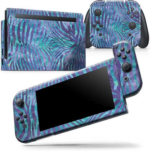 Design Skinz - متوافق مع Nintendo DSi XL - غطاء حماية من الفينيل مقاوم للخدش وقابل للإزالة - نمط الحمار الوحشي باللونين الأزرق والأرجواني in Saudi Arabia