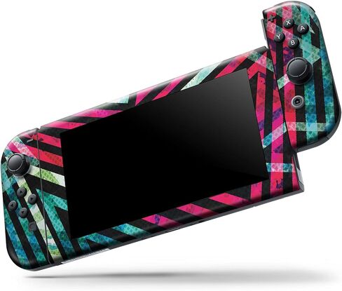Design Skinz - Compatible with Nintendo DSi XL - Skin Decal Protective Scratch-Resistant Removable Vinyl Wrap Cover - Grungy Neon Triangular Zig Zag Shapes in Saudi Arabia