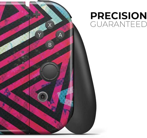 Design Skinz - Compatible with Nintendo DSi XL - Skin Decal Protective Scratch-Resistant Removable Vinyl Wrap Cover - Grungy Neon Triangular Zig Zag Shapes in Saudi Arabia