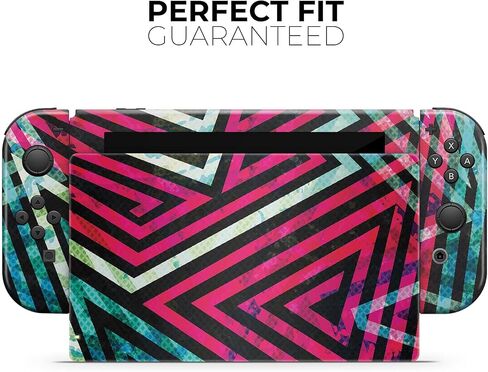 Design Skinz - Compatible with Nintendo DSi XL - Skin Decal Protective Scratch-Resistant Removable Vinyl Wrap Cover - Grungy Neon Triangular Zig Zag Shapes in Saudi Arabia