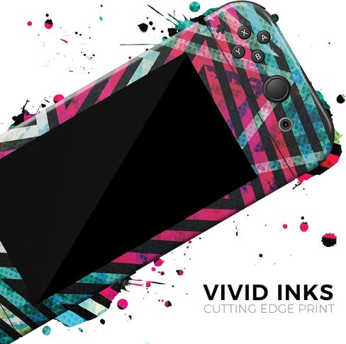 Design Skinz - Compatible with Nintendo DSi XL - Skin Decal Protective Scratch-Resistant Removable Vinyl Wrap Cover - Grungy Neon Triangular Zig Zag Shapes in Saudi Arabia