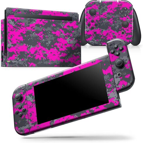 Design Skinz - متوافق مع Nintendo DSi XL - غطاء حماية من الفينيل قابل للإزالة ومقاوم للخدش - وردي ساطع ورمادي مموه رقمي in Saudi Arabia